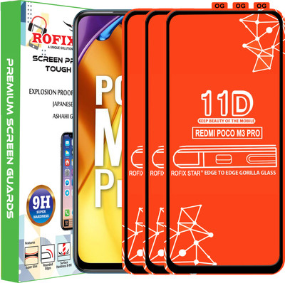 Rofix star Edge To Edge Tempered Glass for POCO M3 PRO(Pack of 3)
