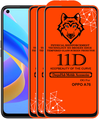 CRodible Edge To Edge Tempered Glass for OPPO A76 4G(Pack of 3)