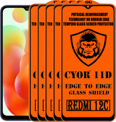 CYOR Edge To Edge Tempered Glass for REDMI 12C(Pack of 5)