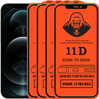 Laxdom Edge To Edge Tempered Glass for APPLE IPHONE 12 PRO MAX(Pack of 4)