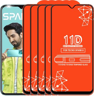 Qyist Edge To Edge Tempered Glass for Tecno Spark 8(Pack of 5)