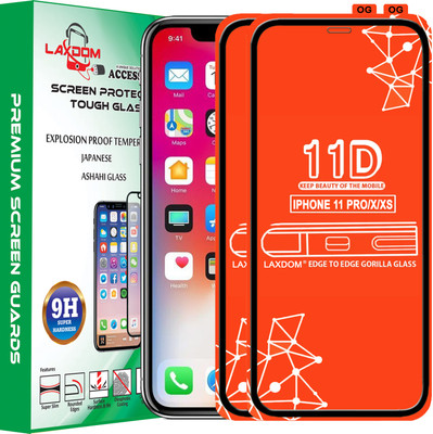 Laxdom Edge To Edge Tempered Glass for Apple iPhone X(Pack of 2)