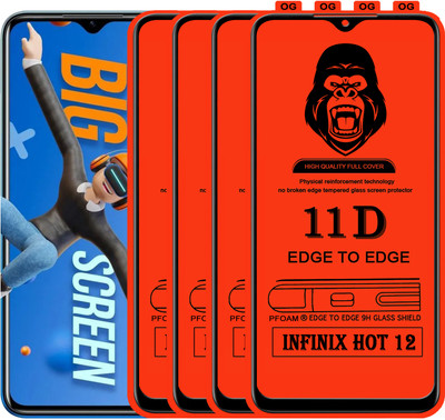 Laxdom Edge To Edge Tempered Glass for INFINIX HOT 12(Pack of 4)