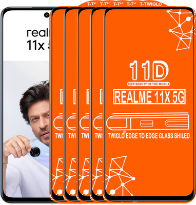 TWIGLO Edge To Edge Tempered Glass for REALME 11X 5G(Pack of 5)