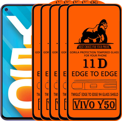 TWIGLO Edge To Edge Tempered Glass for VIVO Y50(Pack of 5)