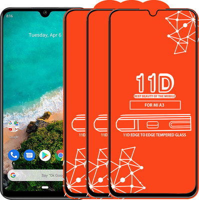 Qyist Edge To Edge Tempered Glass for Mi A3(Pack of 3)
