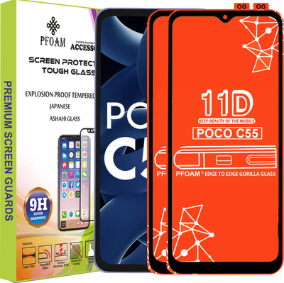 PFOAM Edge To Edge Tempered Glass for POCO C55(Pack of 2)
