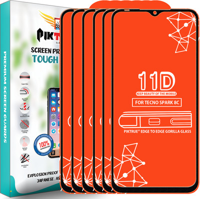 PikTrue Edge To Edge Tempered Glass for Tecno Spark 8C(Pack of 6)