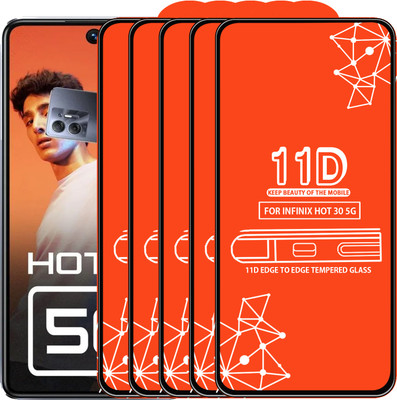 Roxel Edge To Edge Tempered Glass for Infinix Hot 30 5G(Pack of 5)