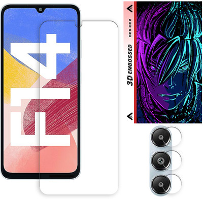 ARBAN Edge To Edge Tempered Glass for Samsung Galaxy F14 4G Tempered Glass Screen Protector | Anti-Scratch | Edge to Edge Full Coverage | 9H Hardness (1 FRONT SCREEN GUARD + 1 CAMERA LENS PROTECTOR + 1 FREE BACK EMBOSSED SKIN002)(Pack of 1)