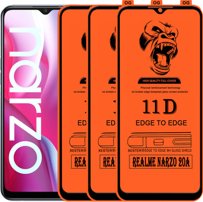 PFOAM Edge To Edge Tempered Glass for REALME NARZO 20A(Pack of 3)