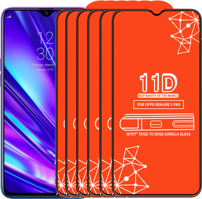 Qyist Edge To Edge Tempered Glass for Realme 5 Pro(Pack of 6)