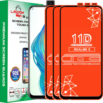 Laxdom Edge To Edge Tempered Glass for Realme X(Pack of 3)