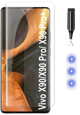 KadWaniya Edge To Edge Tempered Glass for Vivo X90, Vivo X90 Pro, Vivo X90 Pro Plus 5G , Meibo Series 3D Curved (30 Seconds Quick Paste) High Quality UV Liquide Glue Glass with Easy Installation Kit-50-23(Pack of 1)
