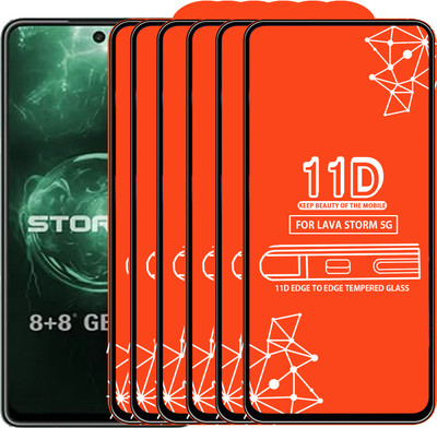 Roxel Edge To Edge Tempered Glass for Lava Storm 5G(Pack of 6)