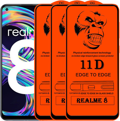 TOPTEMPER Edge To Edge Tempered Glass for REALME 8(Pack of 3)