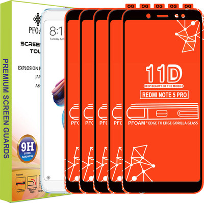 PFOAM Edge To Edge Tempered Glass for Mi Redmi Note 5 Pro(Pack of 5)