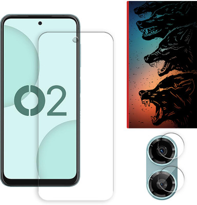 SOMTONE Edge To Edge Tempered Glass for Lava O2 4G Tempered Glass Screen Protector | Anti-Scratch | Edge to Edge Full Coverage | 9H Hardness ( 1 FRONT SCREEN GUARD + 1 CAMERA LENS PROTECTOR + 1 FREE BACK EMBOSSED SKIN061 )(Pack of 1)