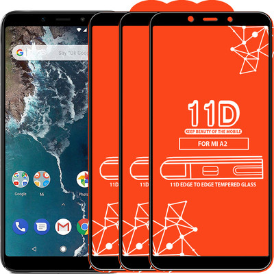Roxel Edge To Edge Tempered Glass for Mi A2(Pack of 3)
