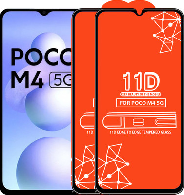 Qyist Edge To Edge Tempered Glass for Poco M4 5G(Pack of 2)