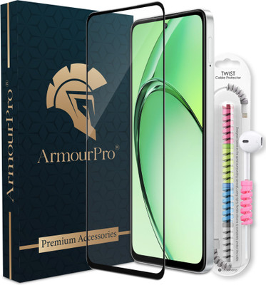 ArmourPro Edge To Edge Tempered Glass for Oppo K12x 5G, Oppo K12X, K12X 5G, K12X, OG Tempered Glass with Cable Protector(Pack of 1)