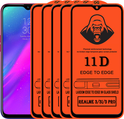 Laxdom Edge To Edge Tempered Glass for REALME 3 PRO(Pack of 5)