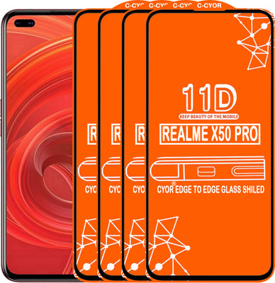 CYOR Edge To Edge Tempered Glass for REALME X50 PRO(Pack of 4)