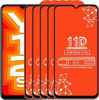 Qyist Edge To Edge Tempered Glass for Vivo Y12S(Pack of 5)