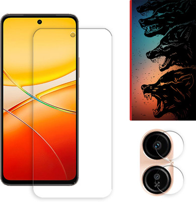 SOMTONE Edge To Edge Tempered Glass for vivo Y37 Pro 5G Tempered Glass Screen Protector | Anti-Scratch | Edge to Edge Full Coverage | 9H Hardness ( 1 FRONT SCREEN GUARD + 1 CAMERA LENS PROTECTOR + 1 FREE BACK EMBOSSED SKIN061 )(Pack of 1)