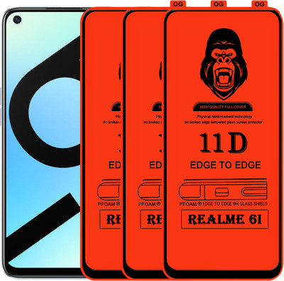Laxdom Edge To Edge Tempered Glass for REALME 6I(Pack of 3)