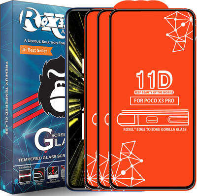 Roxel Edge To Edge Tempered Glass for Poco X3 Pro(Pack of 3)