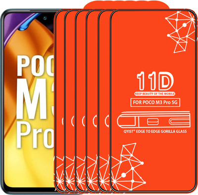 Qyist Edge To Edge Tempered Glass for Poco M3 Pro 5G(Pack of 6)