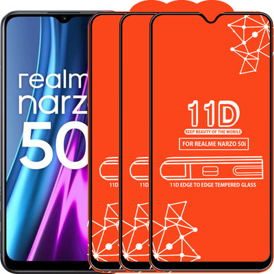 Roxel Edge To Edge Tempered Glass for Realme Narzo 50I(Pack of 3)