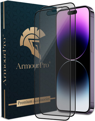 ArmourPro Edge To Edge Tempered Glass for iPhone 14 Pro, Apple iPhone 14 Pro, iPhone 15, Apple iPhone 15, Matte Finish Black Border Glass(Pack of 2)