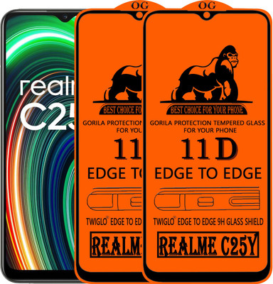 TWIGLO Edge To Edge Tempered Glass for REALME C25Y(Pack of 2)