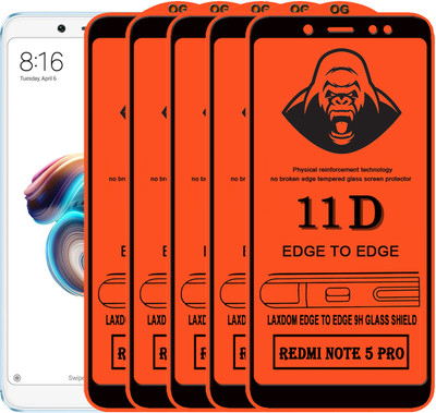 Laxdom Edge To Edge Tempered Glass for Mi Redmi Note 5 Pro(Pack of 5)