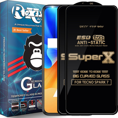 Roxel Edge To Edge Tempered Glass for TECNO SPARK 7(Pack of 2)