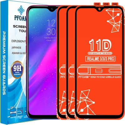 PFOAM Edge To Edge Tempered Glass for REALME 3 PRO(Pack of 3)