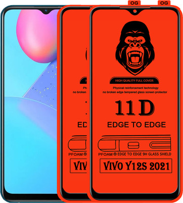 Laxdom Edge To Edge Tempered Glass for VIVO Y12S 2021(Pack of 2)