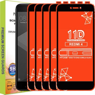 PFOAM Edge To Edge Tempered Glass for Mi Redmi 4(Pack of 5)