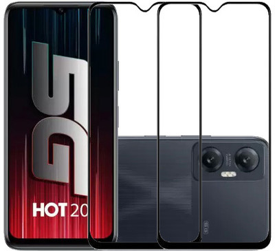HOBBYTRONICS Edge To Edge Tempered Glass for Infinix Hot 20, Infinix Hot 20 5G(Pack of 2)