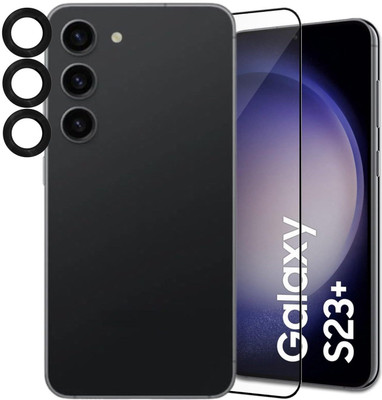 A3sprime Edge To Edge Tempered Glass for Samsung Galaxy S23 Plus 5G, with Edge to Edge Full Coverage Back Camera Lens Ring Guard Protector(Pack of 2)