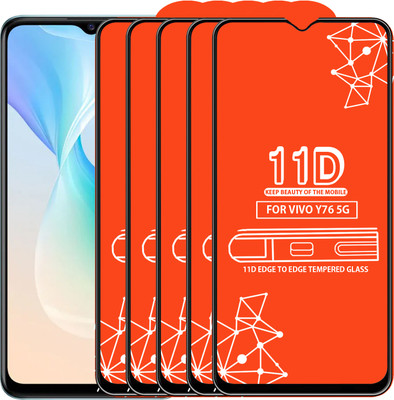 Qyist Edge To Edge Tempered Glass for Vivo Y76 5G(Pack of 5)