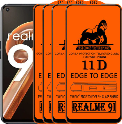 TWIGLO Edge To Edge Tempered Glass for REALME 9I(Pack of 4)