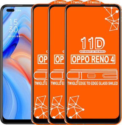 TWIGLO Edge To Edge Tempered Glass for OPPO RENO 4(Pack of 3)
