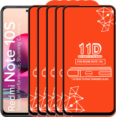 Qyist Edge To Edge Tempered Glass for Redmi Note 10S(Pack of 5)