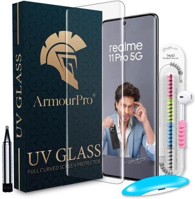ArmourPro Edge To Edge Tempered Glass for Realme 11 Pro 5G, Realme 11 Pro, Realme 11 Pro Plus 5G, Realme Narzo 60 Pro 5G, Realme 11 Pro + 5G, 1 UV Glue Tempered Glass with 1 Cable Protector(Pack of 2)