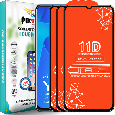 PikTrue Edge To Edge Tempered Glass for Vivo Y15C(Pack of 3)