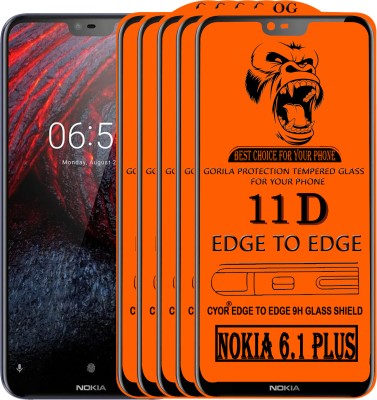 CYOR Edge To Edge Tempered Glass for Nokia 6.1 Plus(Pack of 5)