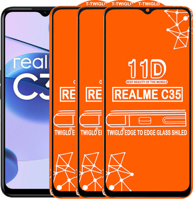 TWIGLO Edge To Edge Tempered Glass for REALME C35(Pack of 3)